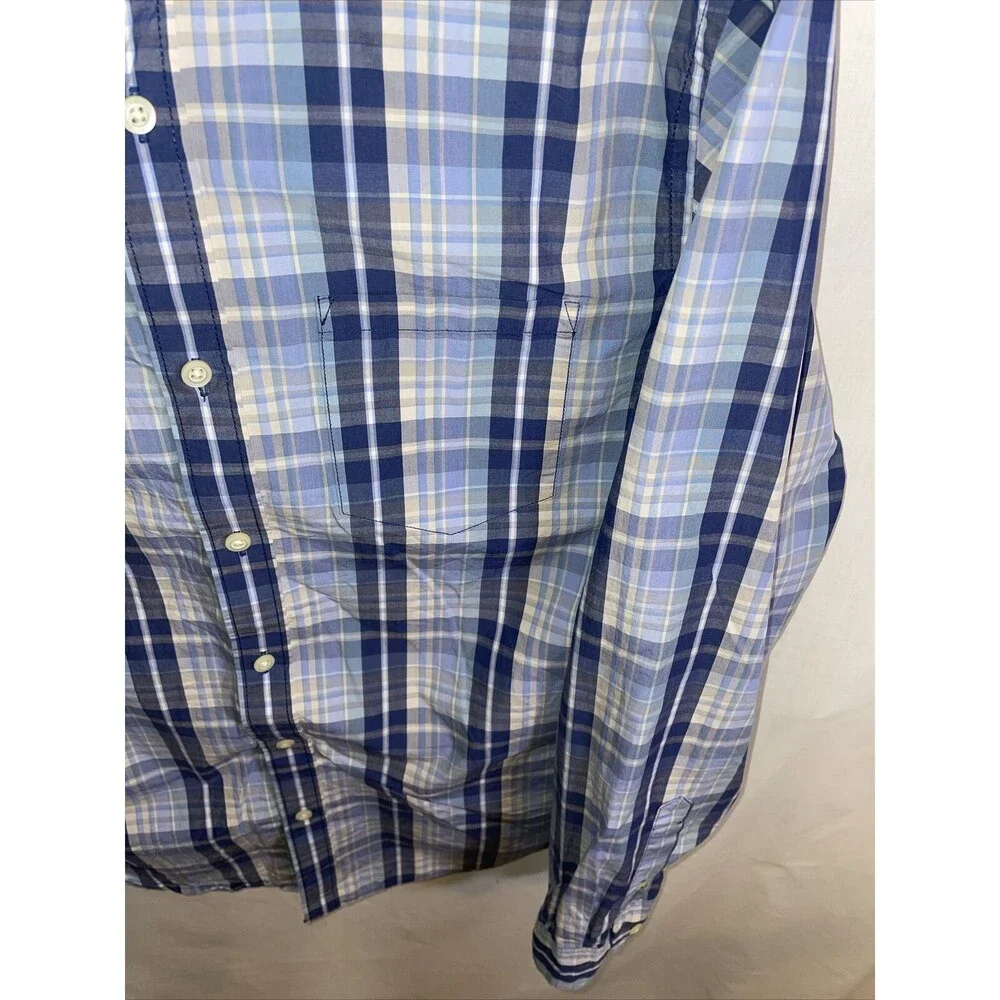 Banana Republic Dress Shirt Mens Size Medium Slim Fit Blue Striped Button Up LS